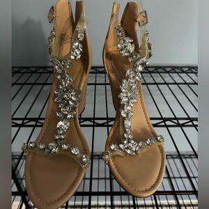 Wedge rhinestone heel